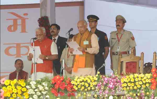 Manohar Lal Khattar takes oath as the tenth CM of Haryana.