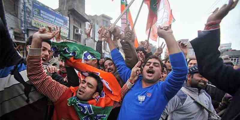 BJP supporters celebrating victory in Jharkhand