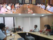 Delhi Dy CM Manish Sisodia holding a meeting at Delhi secretariat.