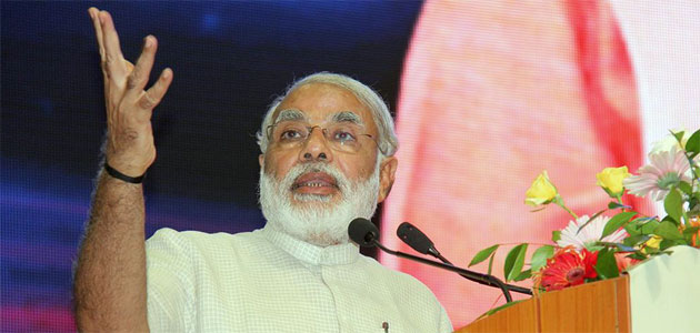 BJP PM candidate Narendra Modi addressing in Delhi